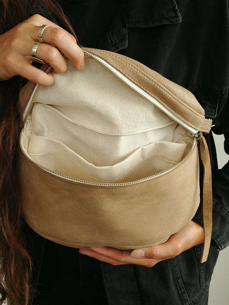 intérieur du sac zippé en toile