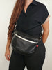 sac de taille noir en cuir fanny pack avec zip